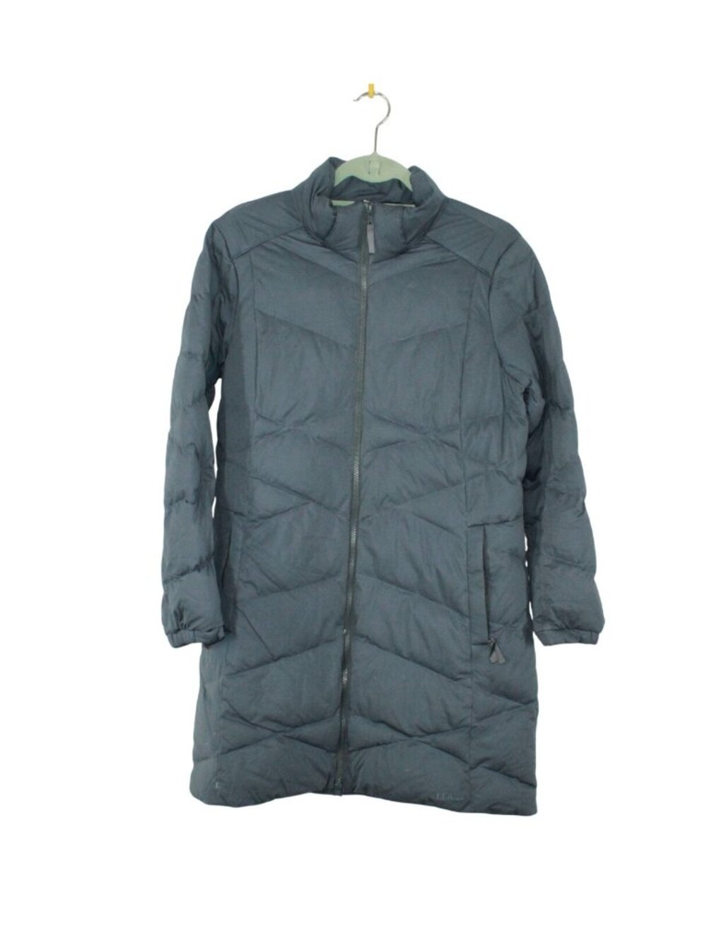 LL Bean Women's Downtek Goose Down Coat Puffer Jacket Stowaway Parka Blue Medium